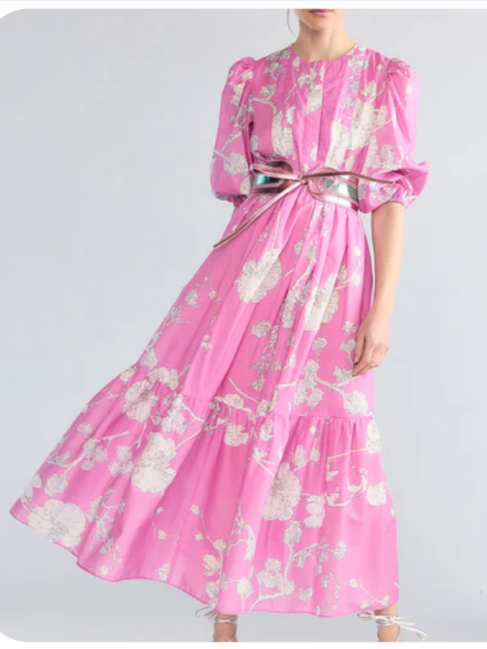 Cynthia Rowley “Izra” Pink Floral Maxi Dress Sz L